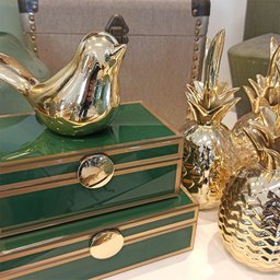 Porta Joias em Vidro Verde com Detalhes Dourado 21cm Ai0038 Btc - 2