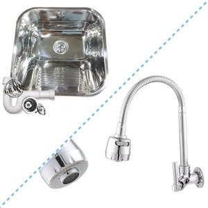 TANQUE INOX 40X40X22CM COM TORNEIRA GOURMET JUNIOR DE PAREDE