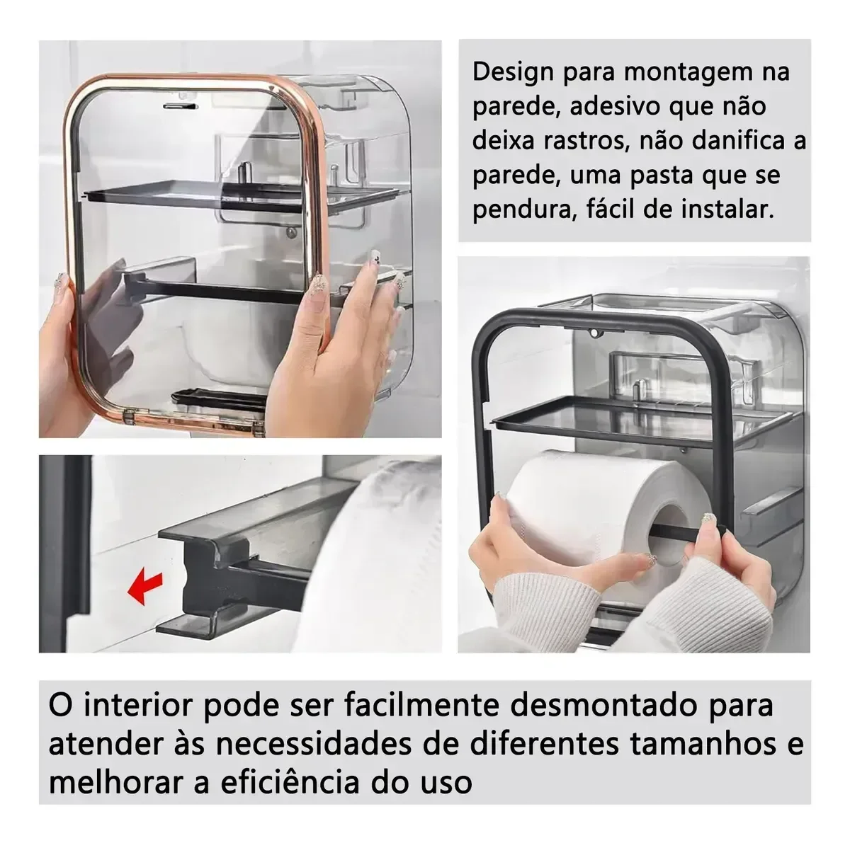 Porta Papel Higiênico com Fixação sem Furo - Design Moderno - 7