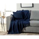 Ver imagem 4 de Manta Decorativa para Sofá Boho Favo de Mel Marinho Algodão