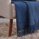 Ver imagem 3 de Manta Decorativa para Sofá Boho Favo de Mel Marinho Algodão