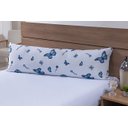 Ver imagem 1 de Fronha para Travesseiro de Corpo 1,40mx45cm 100% Algodão 180 Fios Borboleta Azul