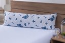 Ver imagem 1 de Fronha para Travesseiro de Corpo 1,40mx45cm 100% Algodão 180 Fios Borboleta Azul