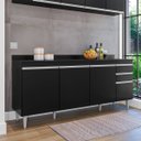 Ver imagem 2 de Balcão de Cozinha 180 Cm 4 Portas 2 Gavetas com Tampo Agatha Preto