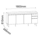 Ver imagem 5 de Balcão de Cozinha 180 Cm 4 Portas 2 Gavetas com Tampo Agatha Preto