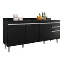Ver imagem 1 de Balcão de Cozinha 180 Cm 4 Portas 2 Gavetas com Tampo Agatha Preto