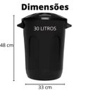 Ver imagem 3 de Kit com 3 Unidades Cesto Fechado com Tampa 30l Preto Eco na