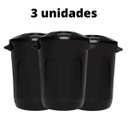 Ver imagem 2 de Kit com 3 Unidades Cesto Fechado com Tampa 30l Preto Eco na