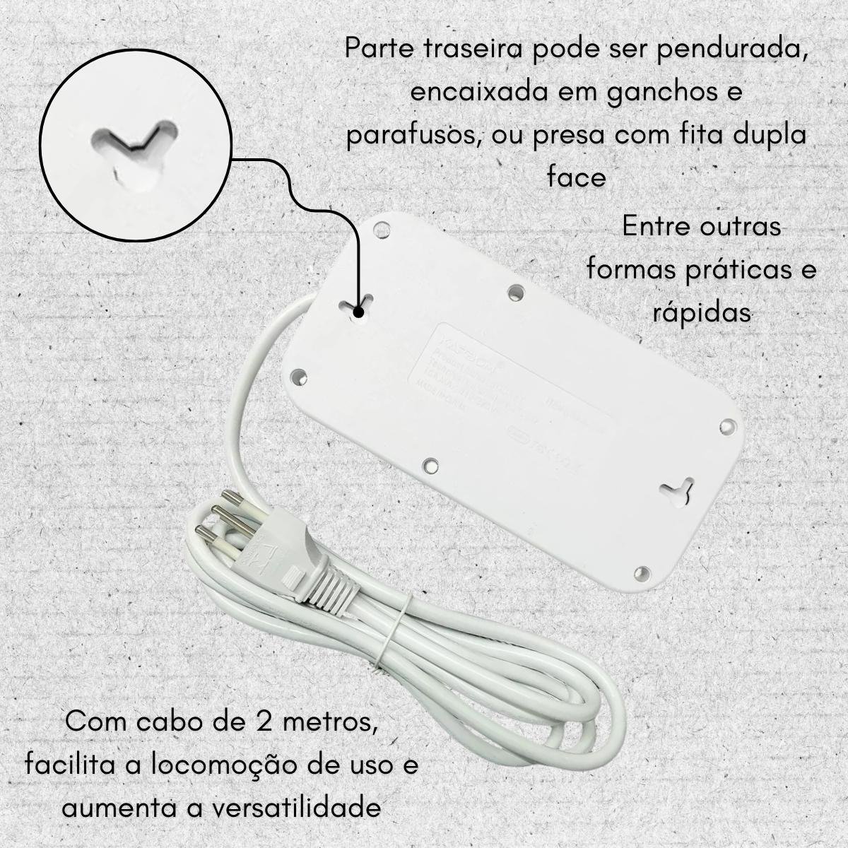 Régua Extensão de Linha 5 Tomadas + 4 Usb e Usb-c Kapbom - 5