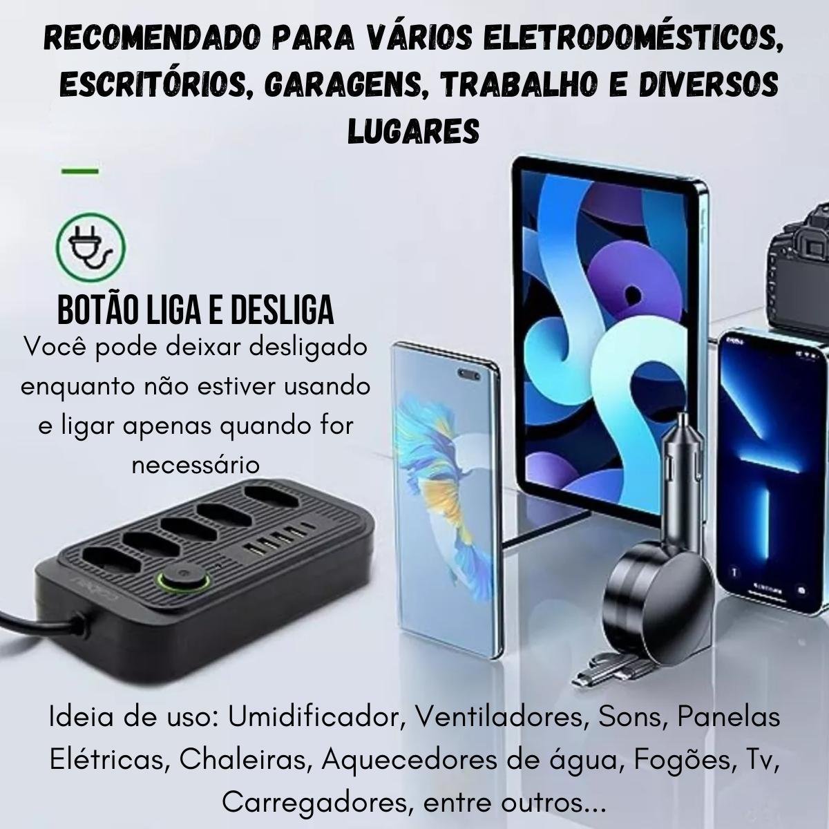 Régua Extensão de Linha 5 Tomadas + 4 Usb e Usb-c Kapbom - 4