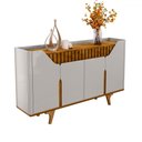 Ver imagem 2 de Balcão Buffet Emerald 4 Portas Ripado Off White/naturalle - Pnr Móveis
