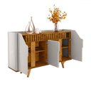 Ver imagem 3 de Balcão Buffet Emerald 4 Portas Ripado Off White/naturalle - Pnr Móveis
