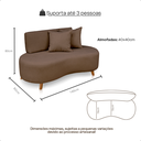 Ver imagem 3 de Sofá Orgânico 3 Lugares 140cm Bouclé Marrom Pés de Madeira - Top Sofás - Sala de Recepção