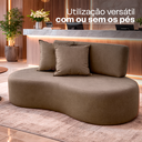 Ver imagem 6 de Sofá Orgânico 3 Lugares 140cm Bouclé Marrom Pés de Madeira - Top Sofás - Sala de Recepção
