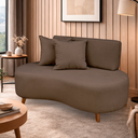 Ver imagem 1 de Sofá Orgânico 3 Lugares 140cm Bouclé Marrom Pés de Madeira - Top Sofás - Sala de Recepção