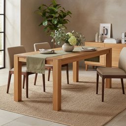 Mesa de Jantar 6 Lugares de Madeira Maciça Kubo 180cm - Iaza Móveis - 1
