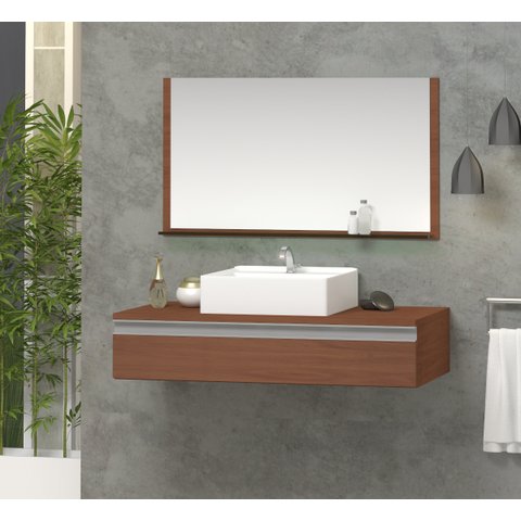 Conjunto Safira Superior 80 Mdf Gabinete para Banheiro com Cuba e Espelheira
