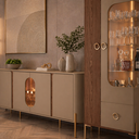 Ver imagem 6 de Cristaleira e Aparador Buffet Mdf Portas Vidro Led Embutido Sala Jantar Buffet Hall Louças Taças:fen