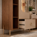 Ver imagem 4 de Cristaleira e Aparador Buffet Mdf Portas Vidro Led Embutido Sala Jantar Buffet Hall Louças Taças:fen
