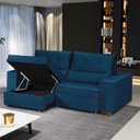 Ver imagem 1 de Sofá Baú Retrátil e Reclinável 3 Lugares 190cm Veludo Nobre La Plata Yescasa