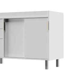 Balcão de Cozinha 114cm 100% Mdf 2 Portas Correr 3 Gavetas:branco - 8