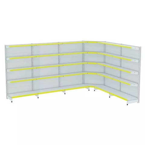 Gondola Parede 202 Fit Ate 5 Metros 1 Canto Branco 30b Pe Amarelo