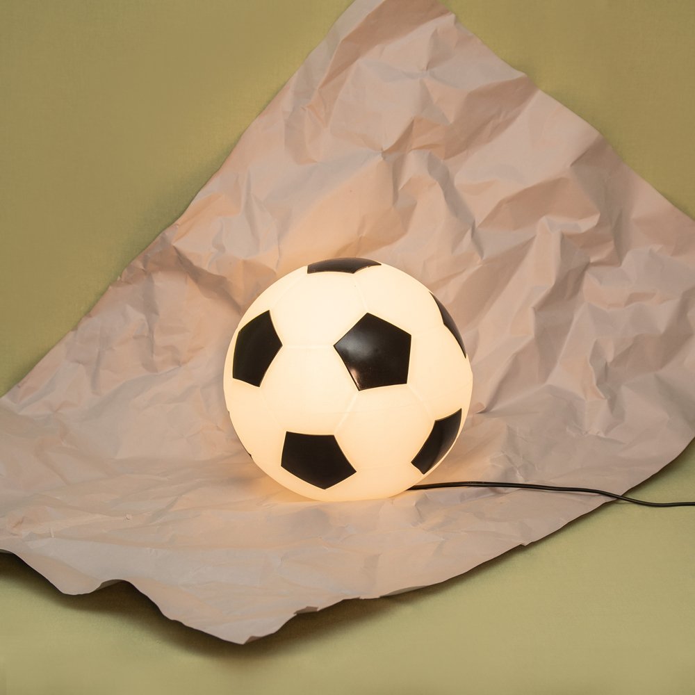 Luminária Abajur Usare Bola de Futebol Branca e Preta com Lâmpada Led - 3