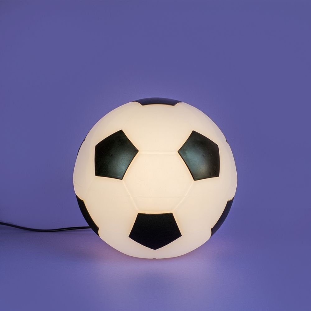 Luminária Abajur Usare Bola de Futebol Branca e Preta com Lâmpada Led - 4