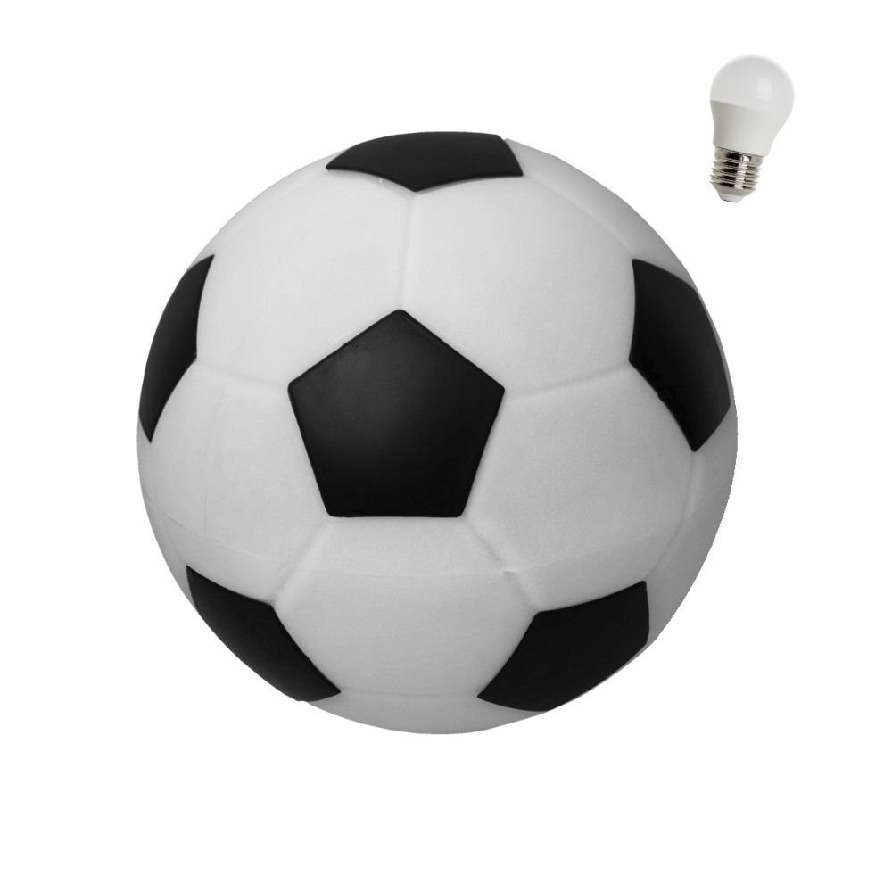 Luminária Abajur Usare Bola de Futebol Branca e Preta com Lâmpada Led