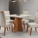 Ver imagem 1 de Conjunto para Sala de Jantar com 4 Cadeiras Santal Yescasa Bege/Mel/Off White