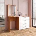 Ver imagem 1 de Cômoda Penteadeira Lisboa 4 Gavetas com Espelho 149x160cm Branco/Freijó 250800