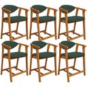 Ver imagem 1 de Kit 06 Banquetas Baixa para Cozinha Sala Jantar Bancada Cecília L02 Suede Verde Musgo - Lyam Decor