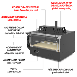Forno Guilhotina à Gás GN 53x47cm sem Cavalete Saro Cinza - 4