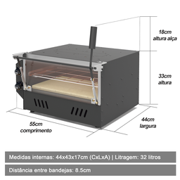 Forno Guilhotina Elétrico 220V 53x47cm sem Cavalete Saro Cinza - 4