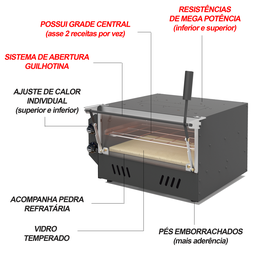 Forno Guilhotina Elétrico 220V 53x47cm sem Cavalete Saro Cinza - 6