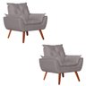 Kit 2 Poltronas Opala Decorativa Veludo Cinza Kasa Sofá - 1