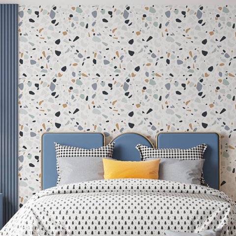 Papel de Parede Adesivo Granilite Colorido e Branco - 3,0m