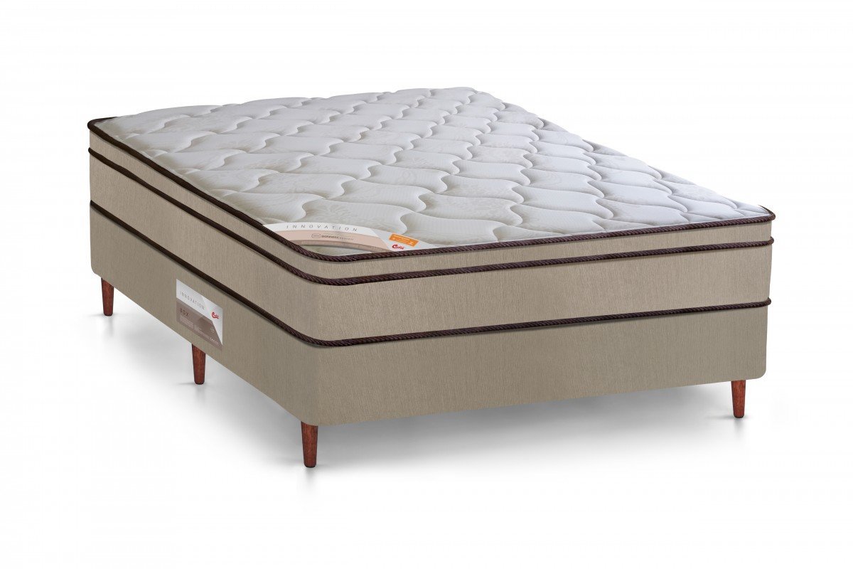 Cama Box + Colchão Castor Casal Innovation One Face Tecnopedic 138x188x54cm - 1