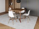 Ver imagem 1 de Mesa Industrial Base Ferro Cobre em V Tampo 90x90 Amendoa 4 Cadeiras Eames Madeira Assento Branco