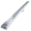 Ver imagem 1 de Ralo Linear Banheiro Seca Box 5x60 Inox Ondas Espelhado Coletor Branco com Sifão