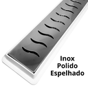 Ver imagem 4 de Ralo Linear Banheiro Seca Box 5x60 Inox Ondas Espelhado Coletor Branco com Sifão