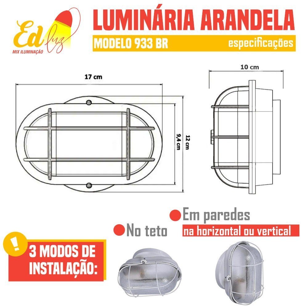 Arandela Tartaruga Calha Modelo de Vidro para Parede - 3