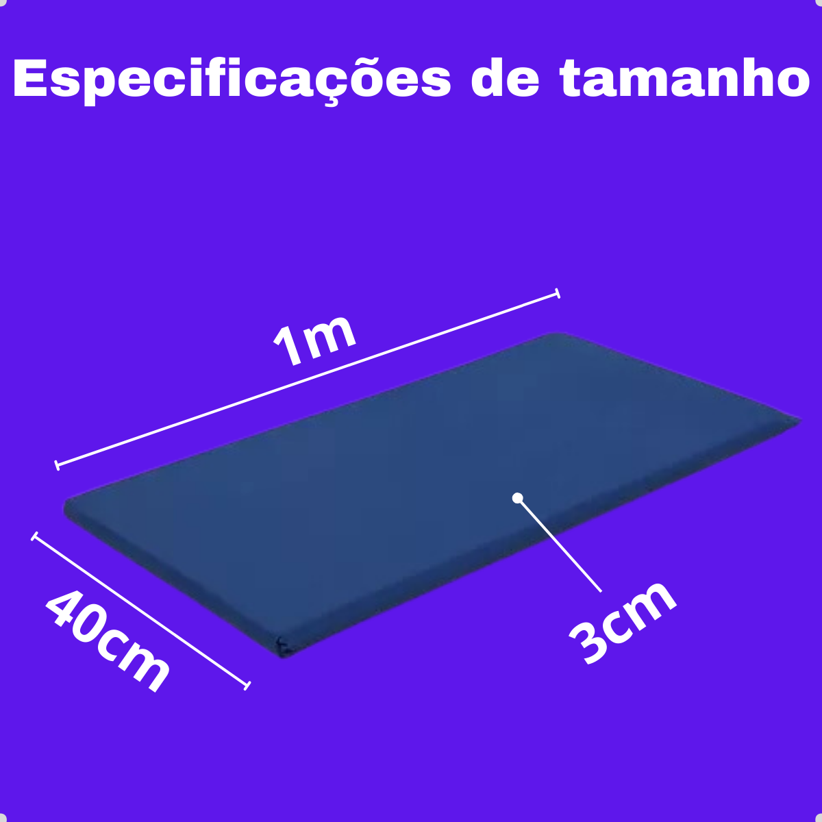 Colchonete para Exercícios e Academia 40x100cm D23 Sports Mania - Azul - 2