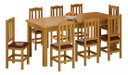 Ver imagem 1 de Mesa com 8 Cadeiras de Madeira 200x88 Mel com Estofado Marrom Nemargi
