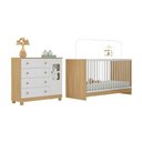 Ver imagem 2 de Berço 3 em 1 para Colchão 130x60cm com Cômoda 1 Porta 4 Gavetas Sol Multimóveis Mp4740 Madeirado