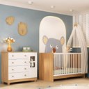 Ver imagem 1 de Berço 3 em 1 para Colchão 130x60cm com Cômoda 1 Porta 4 Gavetas Sol Multimóveis Mp4740 Madeirado