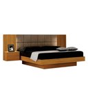 Ver imagem 1 de Cama de Casal Braga Queen Size com Criado e Cabeceira Cinamomo Joli Camurça - Leifer Móveis
