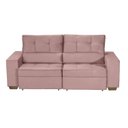 Ver imagem 2 de Sofá Retrátil e Reclinável 3 Lugares 190cm Yescasa Veludo Industrial Rosa Rosê