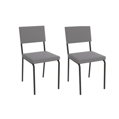 Cadeira Sala de Jantar Zaria 2c128 Aço Kit 2 Uni Preto Fosco-cinza A050 Suede Veludo
