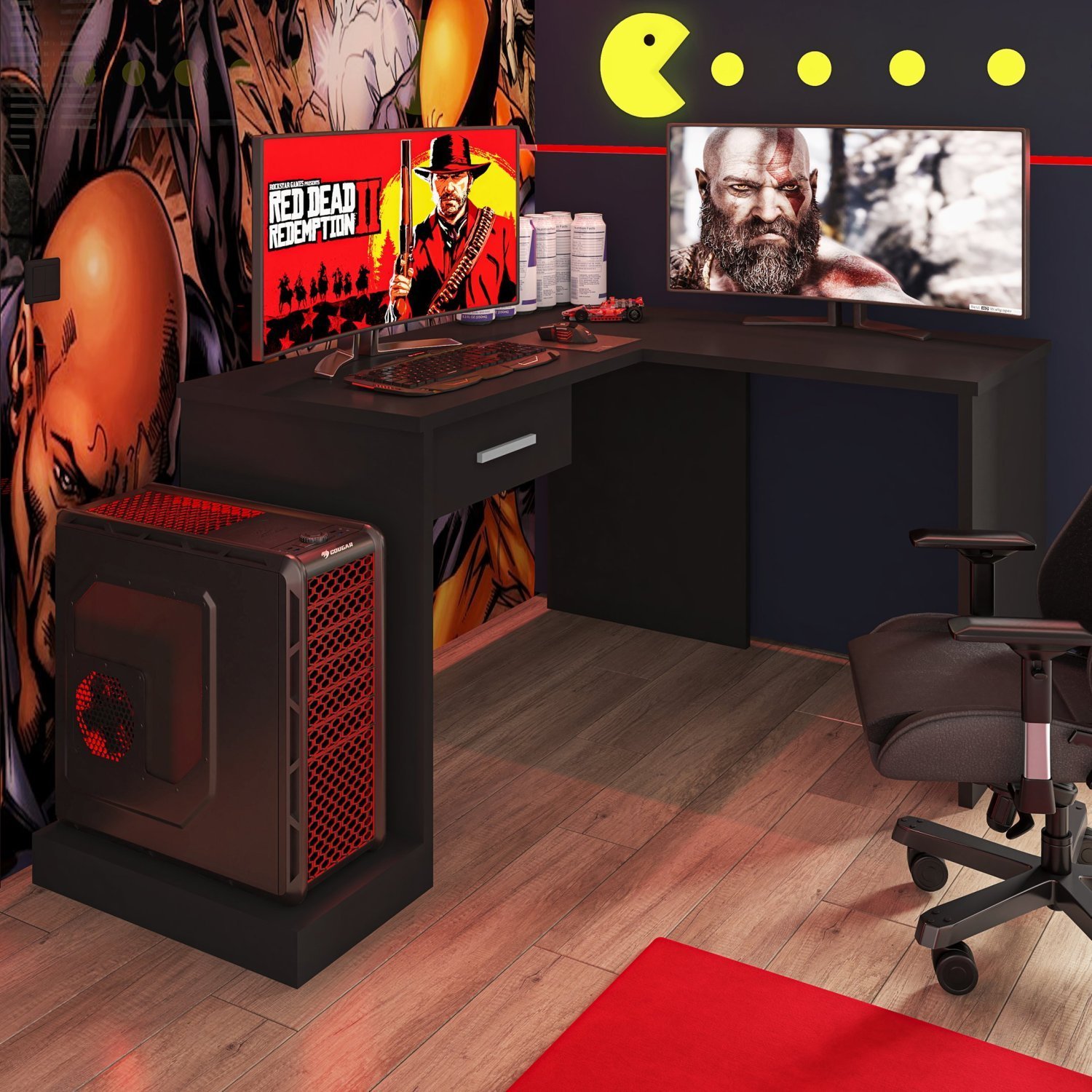 Mesa Gamer Escrivaninha em L DRX9000 com 1 Gaveta Espresso Móveis - 5